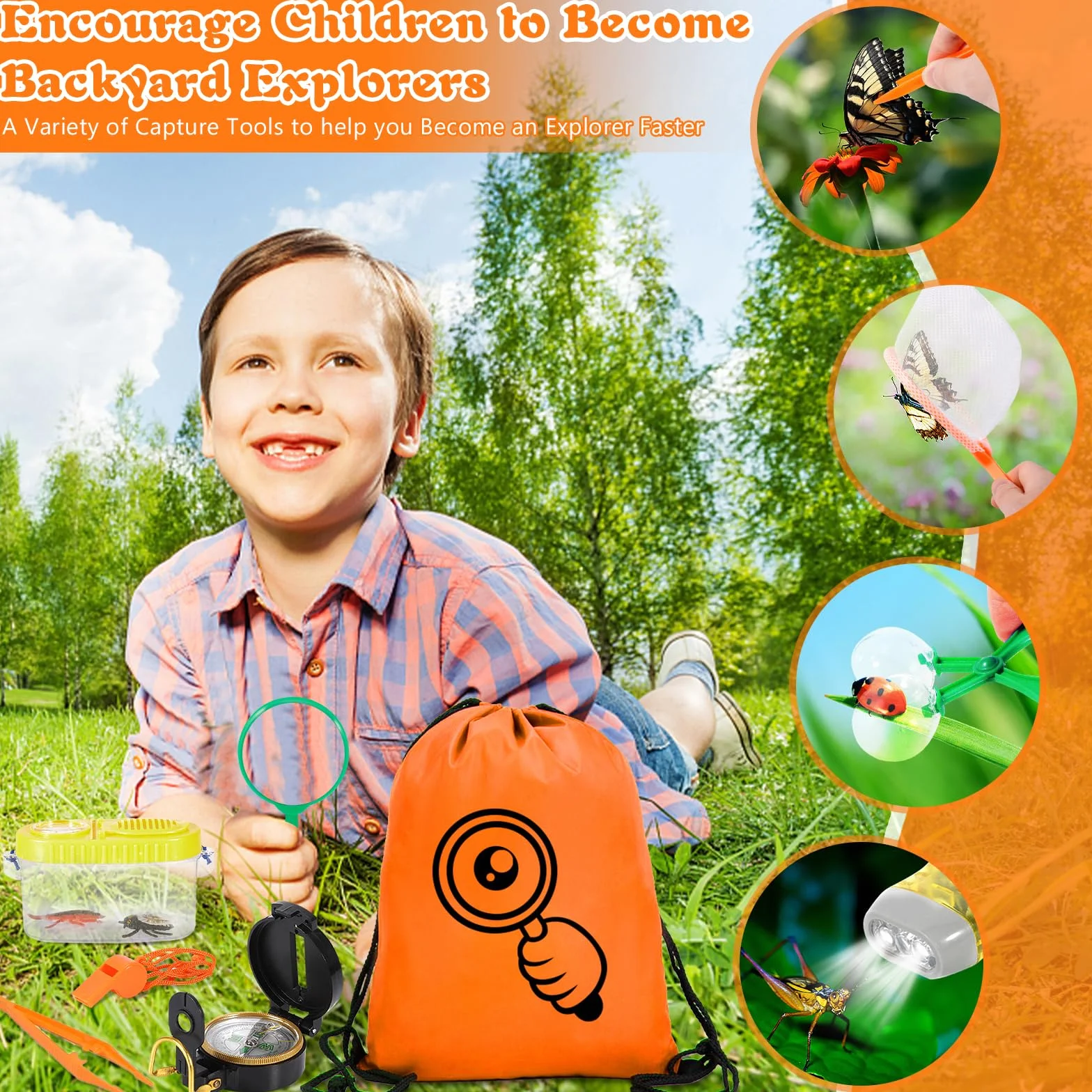 21 Pezzi Set da Esploratore per Bambini,con Gilet,Cappelli, binocolo,Bussola,Lente d'Ingrandimento e Altro,Fantastico Regalo per l'esplorazione della Natura e l'avventura per i Bambini.