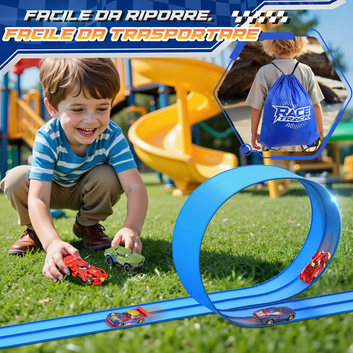 Giochi Bambini Bambino Bambina 3 4 5 6 7 8 Anni, Pista Macchinine Arrotolabile Regalo Bambino 3-8 Anni Piste Macchinine per Bambini Giocattoli Bambino 3-8 Anni Regali Compleanno Bambini