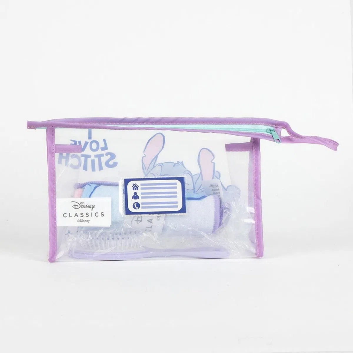Borsa da viaggio e da toilette Disney per bambini con pettine, trousse e asciugamano, set per l'igiene personale ideale come regalo, viaggio e uso quotidiano