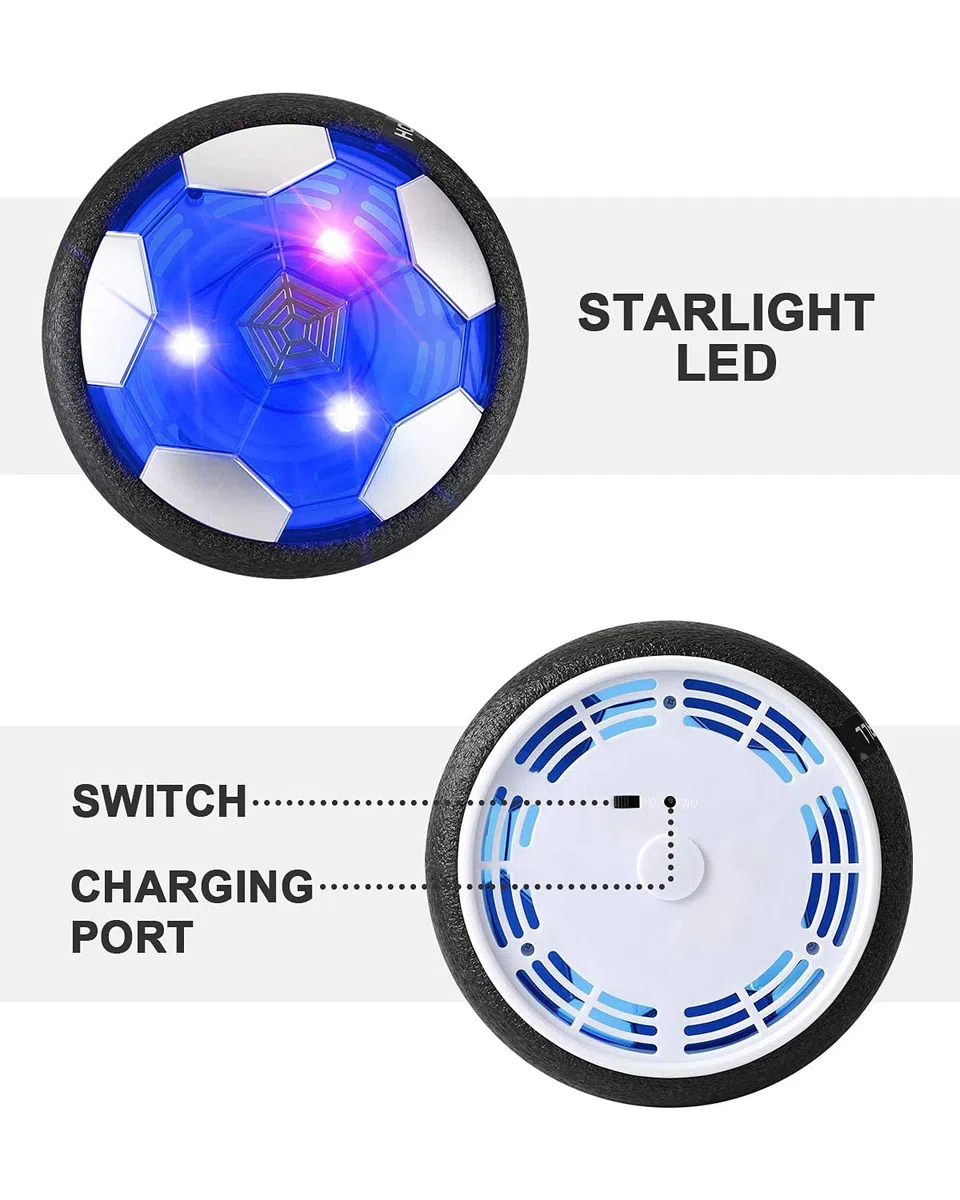 Maxesla Pallone Calcio Fluttuante Ricaricabile, Pallone Fluttuante con LED Luce Air Power Soccer Disc da Allenamento in Schiuma Morbida Paraurti per Indoor & Outdoor, Giocattoli Sportivi per Bambini