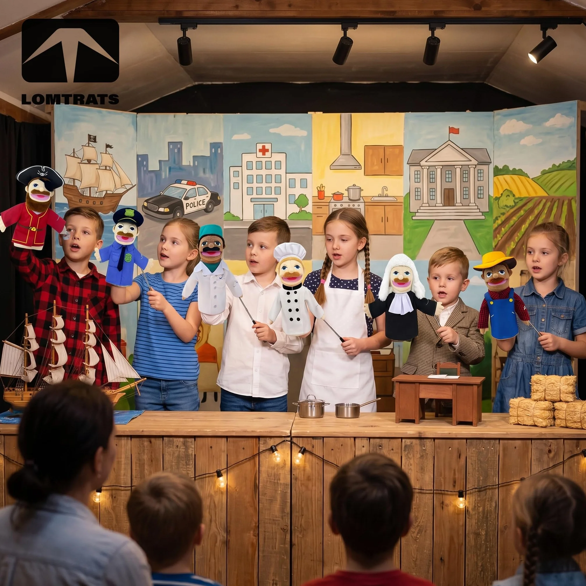 Burattini teatrali per bambini,include insegnante,poliziotto,pirata,detective,ecc.con bocche aperte mobili,perfetti per raccontare storie,insegnare,regali per festival,1 pezzo con joystick
