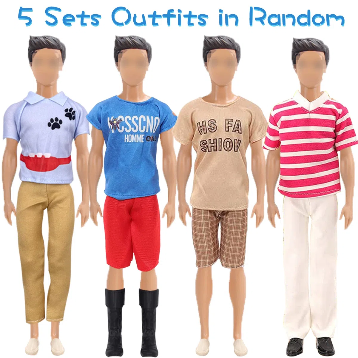 19 pezzi vestiti e accessori Compatibile con Ken,1 vestito 5 abbigliamento casual abbigliamento 5 pantaloni 2 costumi da bagno 4 paia scarpe 1 occhiali da sole 1 paddle board per bambole da 12