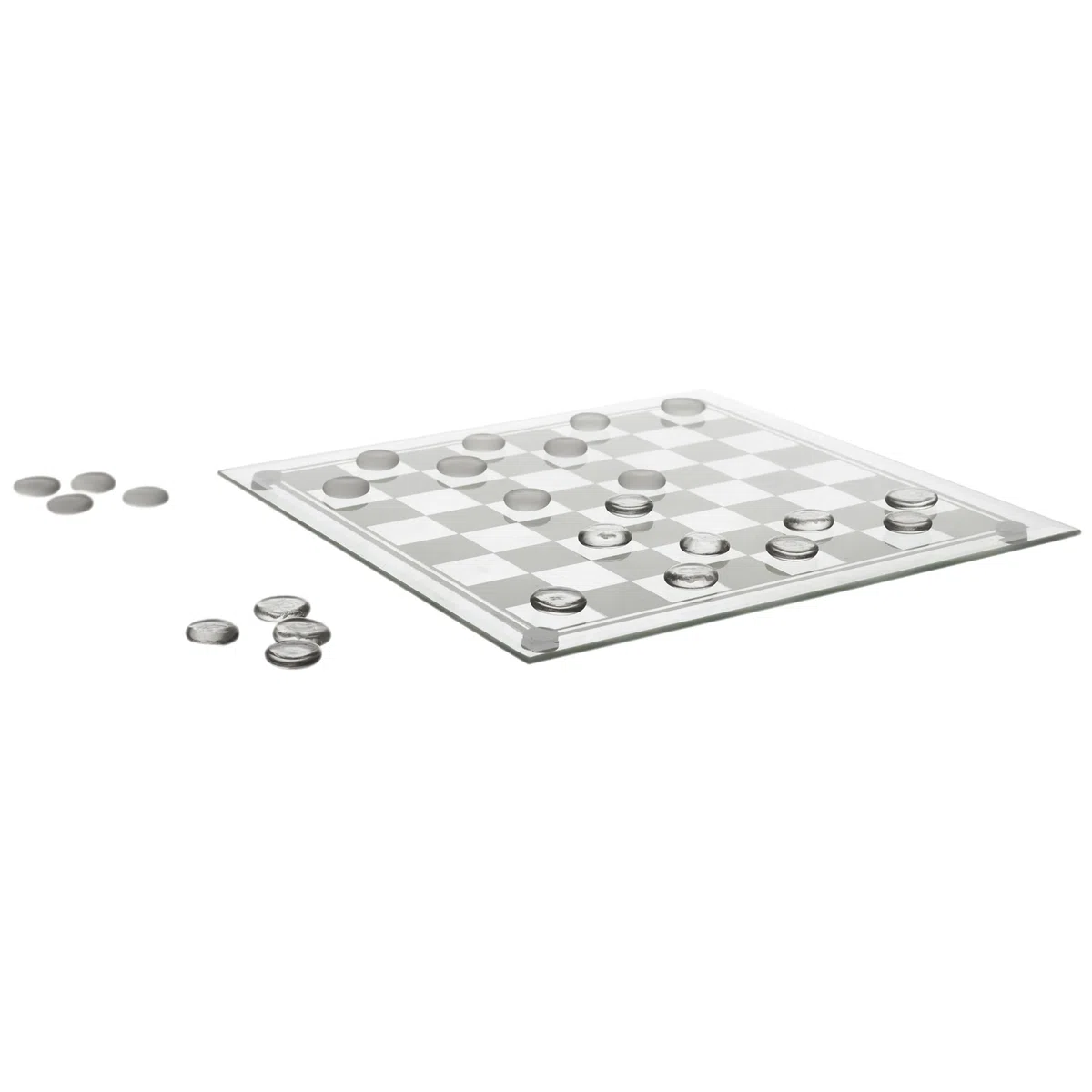 MISTER GADGET, MG3412, Gioco di Dama in Vetro, Gioco di Dama in Vetro Bianco, Nero, Momenti di Relax e apprezzabile estetica per Gli Amanti dei Giochi da Tavolo!