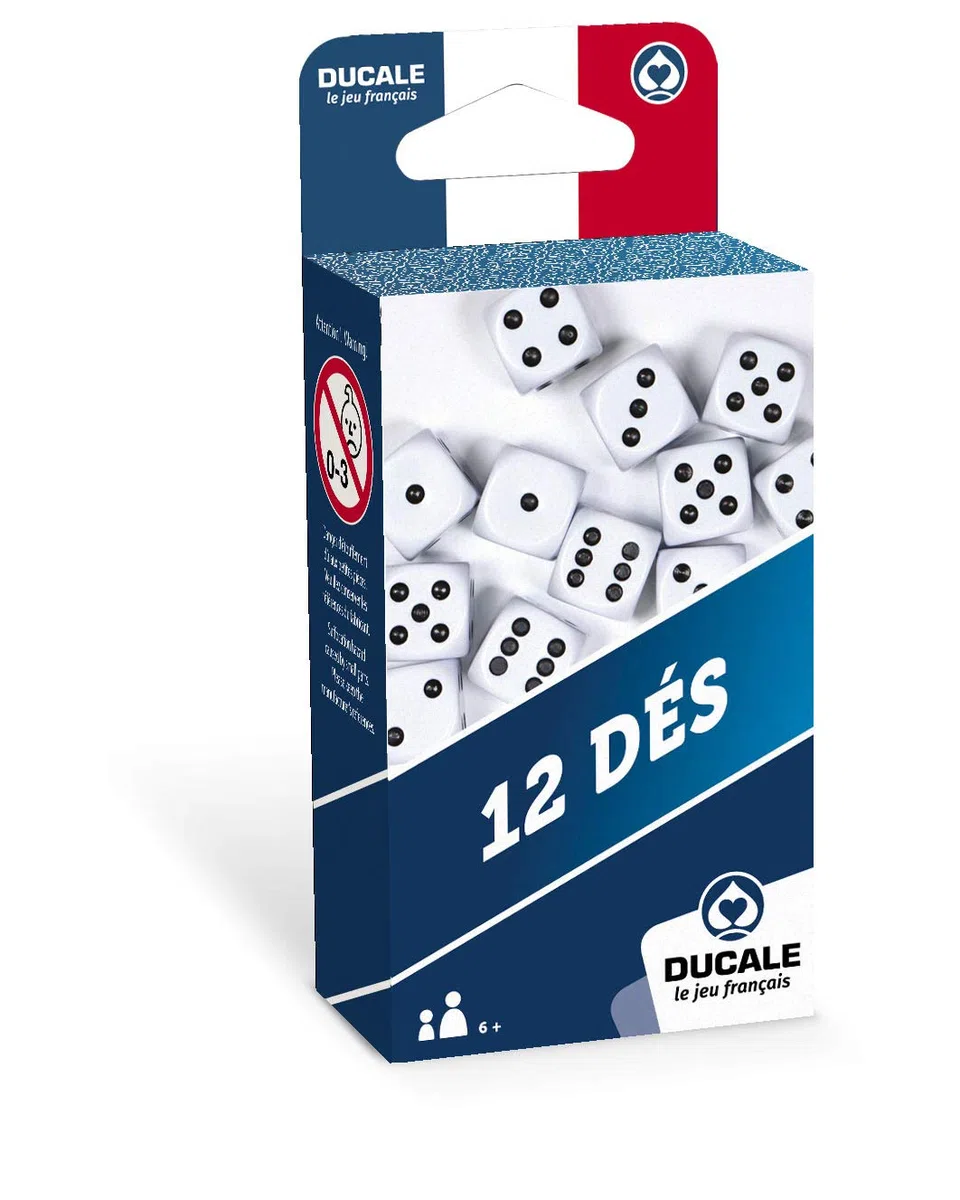 Ducale, le jeu français Yam's, 421, 5000, set di dadi da viaggio, 12 pezzi, 18 mm