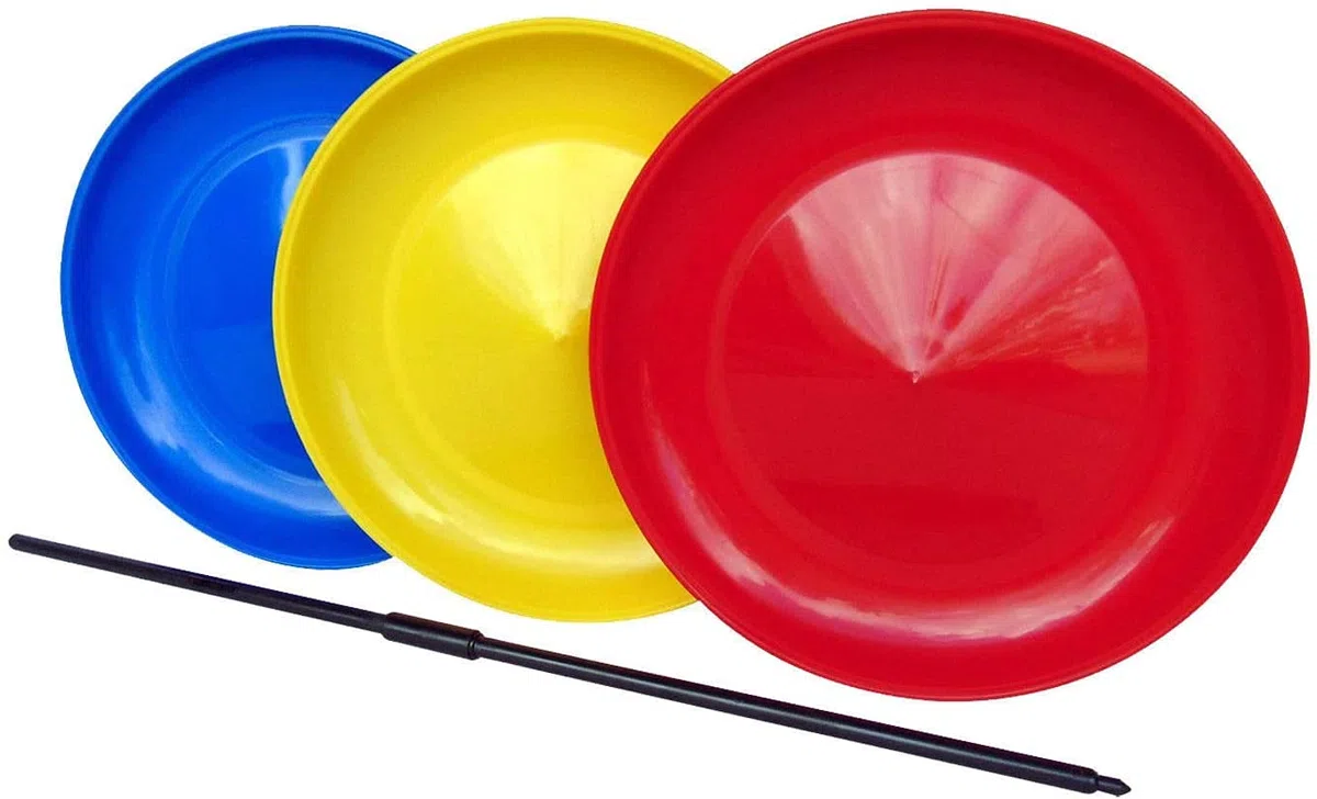 D.A.Y. Republic Set di 3 piatti rotanti con bastoncini, gioco da giocoleria classico per bambini e adulti