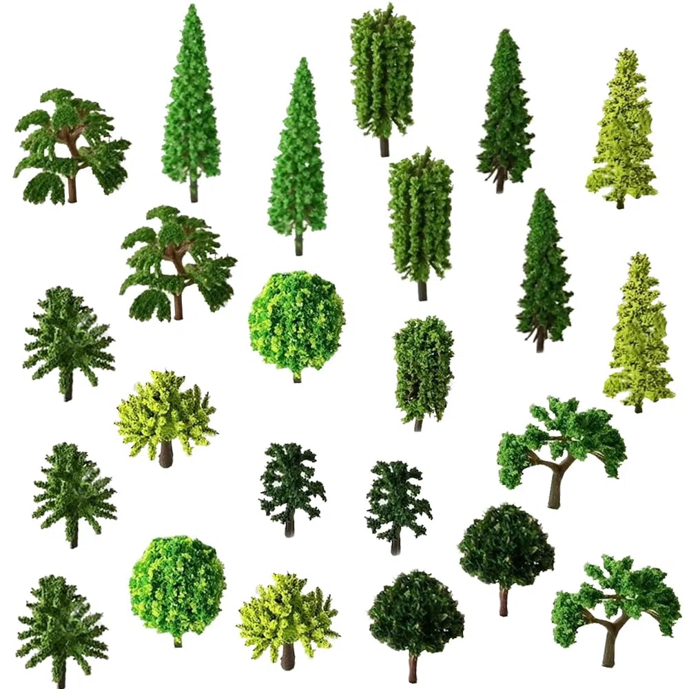 60 alberi modello di paesaggio, alberi e arbusti in miniatura, albero di fiori, albero in plastica modello albero, modello misto, per paesaggi fai da te, paesaggi in miniatura, 12 stili (2-6 cm)