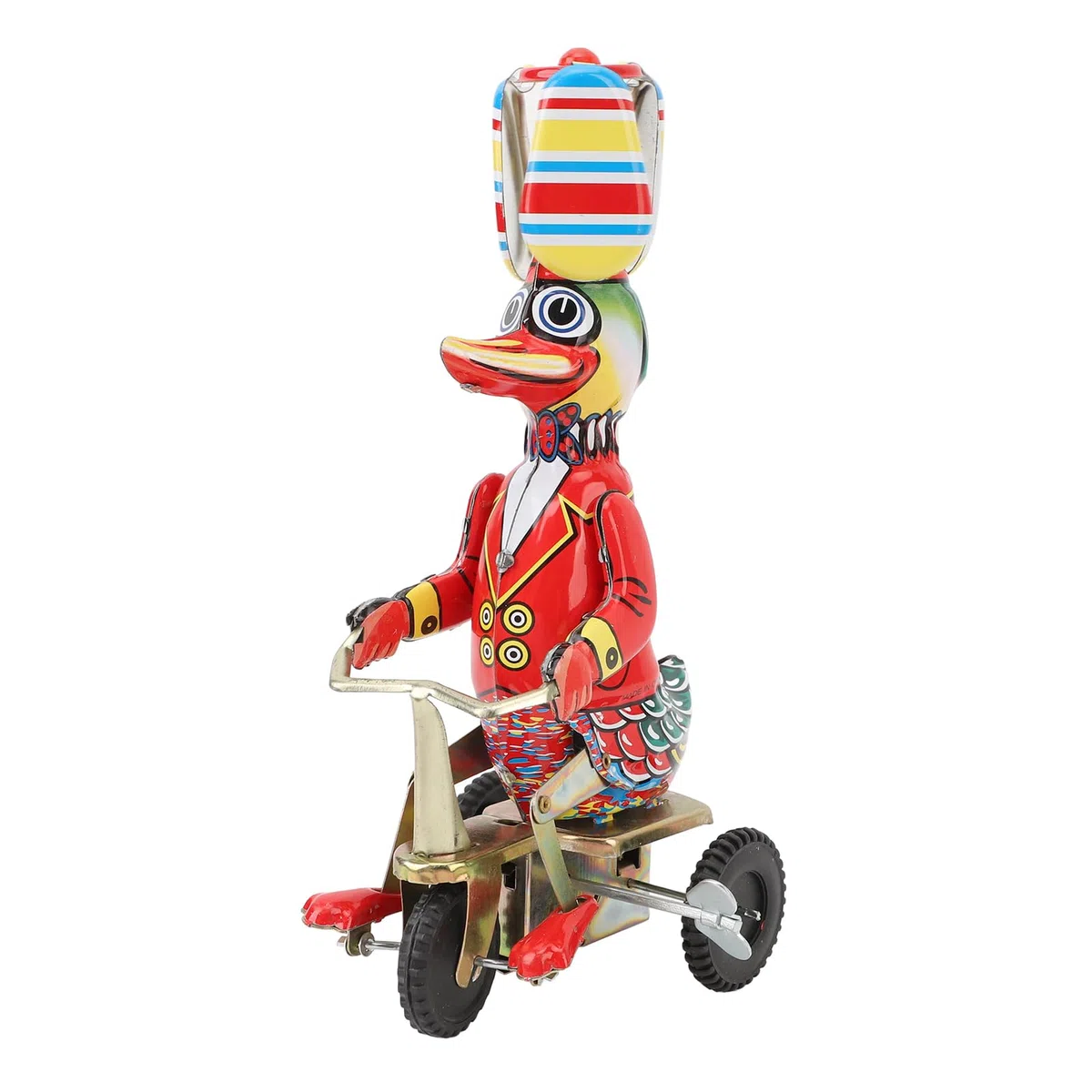 Anatra retrò su Bici Giocattolo di Latta Meccanismo a Carica Nostalgico Regalo per Adulti da Collezione Materiale: Banda Stagnata