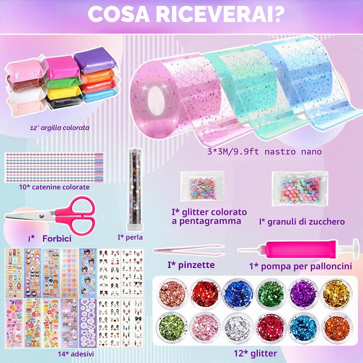 Nano Tape Bubble Kit per bambini – 67 pezzi fai da te, Squishy Giocattoli super elastici per alleviare lo stress e divertimento, Fidget Toys e Party Favors