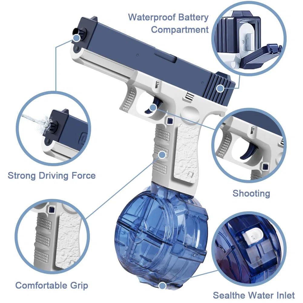 OSDUE Pistola ad Acqua Elettrica, Fino a 32 FT Pistole ad Acqua Potenti a Lunga Distanza, Pistola ad Acqua Elettrica per Adulti e Bambini, Spiaggia Estiva Festa giocattolo Blaster Ad Acqua