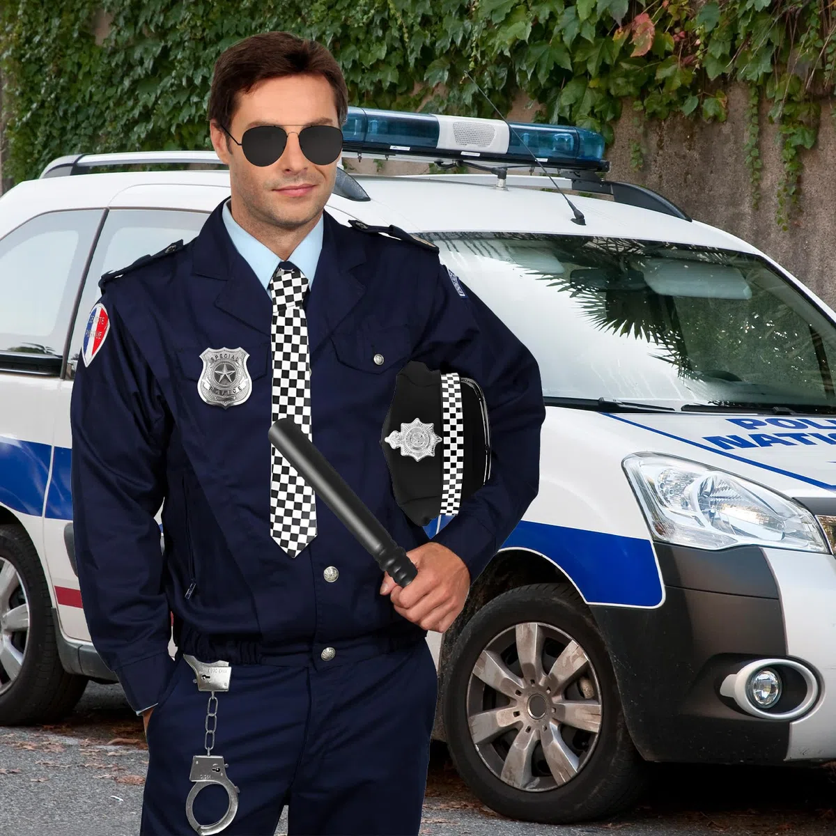 Accessori Della Polizia per Bambini, Costume Poliziotta Accessori,Completano Cappello,Manette,Occhiali da Sole e Altri Oggetti Scena, Perfetti per Carnevale e Giochi Ruolo (Stile D-7 pcs)