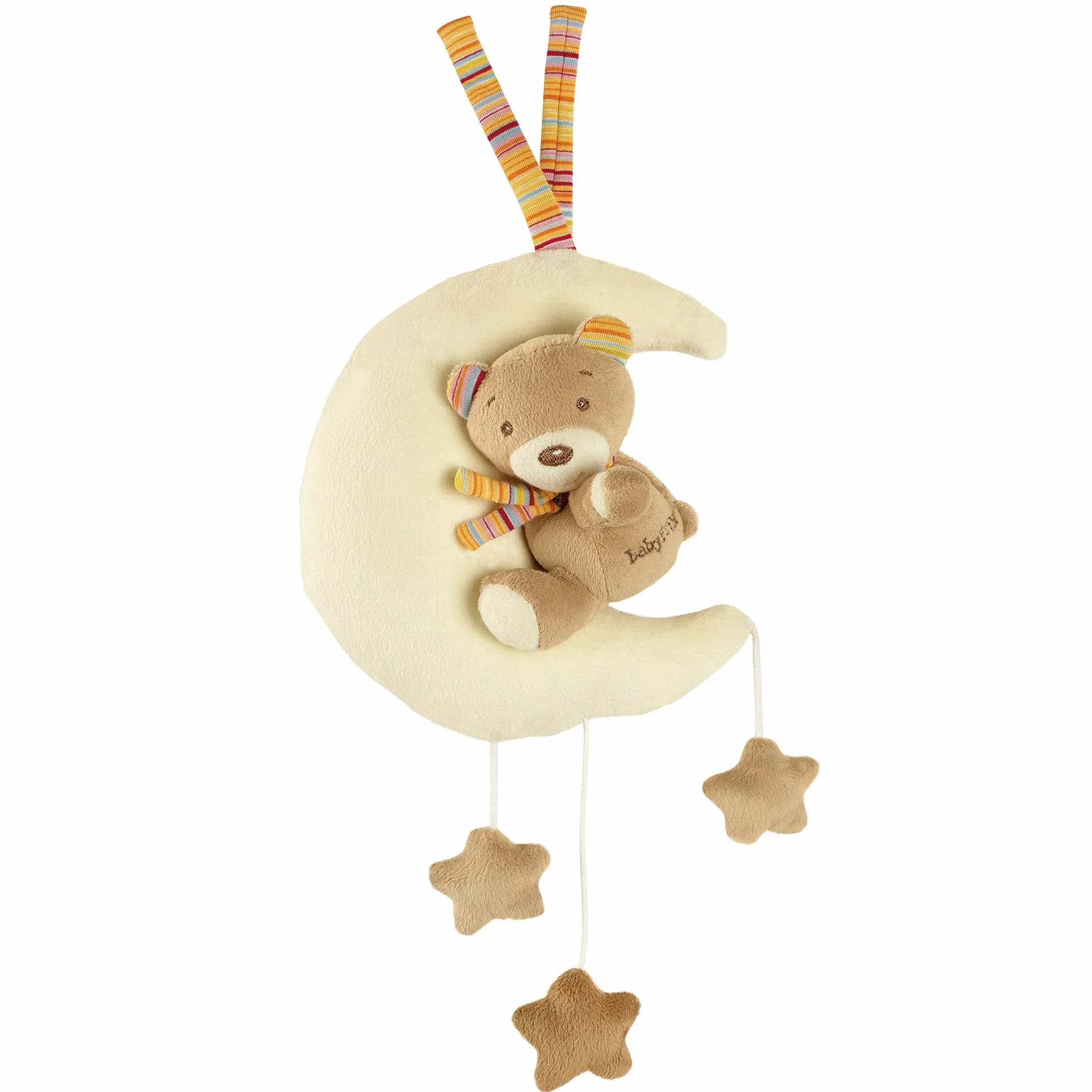 Fehn carillon orso sulla luna - peluche e aiuto per addormentarsi: Carillon a carica con dolce melodia ninna nanna di Brahms calma in ogni situazione -per neonati e bambini da 0 mesi