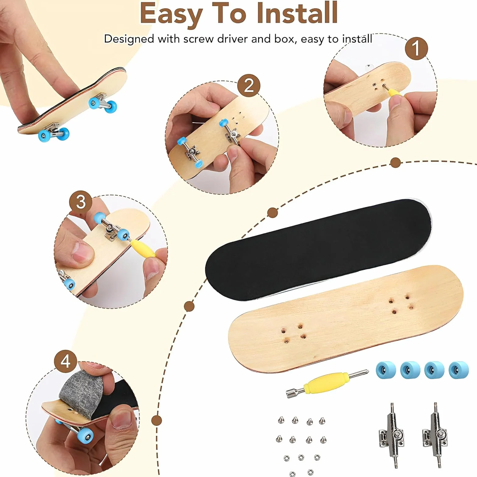 Mini Skateboard da Dita, 5 Strati acero Skateboard Mini, DIY Finger Skate per Dita, per gli Appassionati, Regali di Compleanno per Bambini, Giochi Giocattoli per Bambini