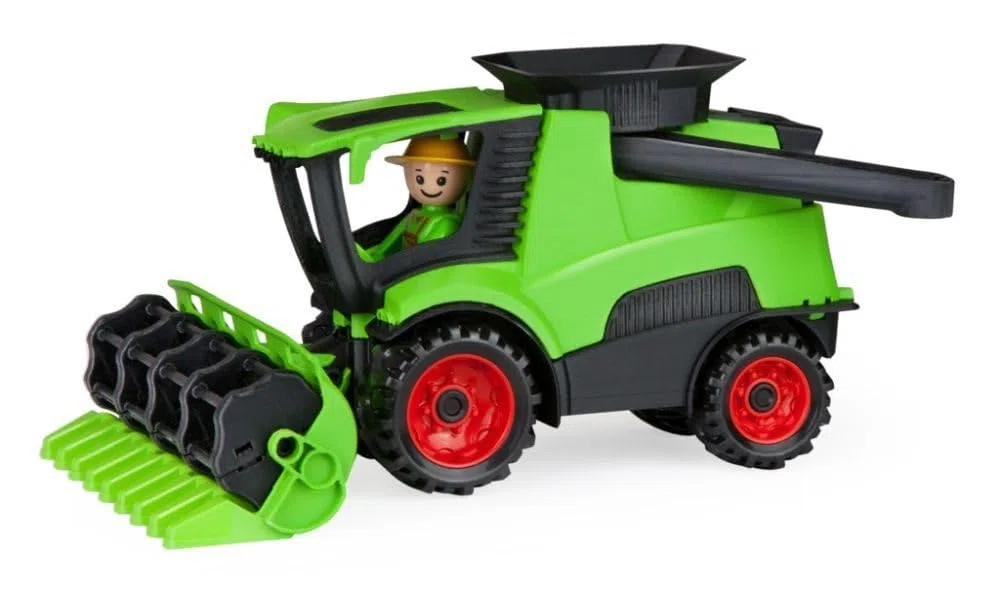 Lena Truckies 01626 - Mietitrebbia con falciatrice, stabile set di veicoli da fattoria, ca. 27 cm, set di veicoli da gioco con figura per bambini a partire dai 2 anni, robusto set da gioco per