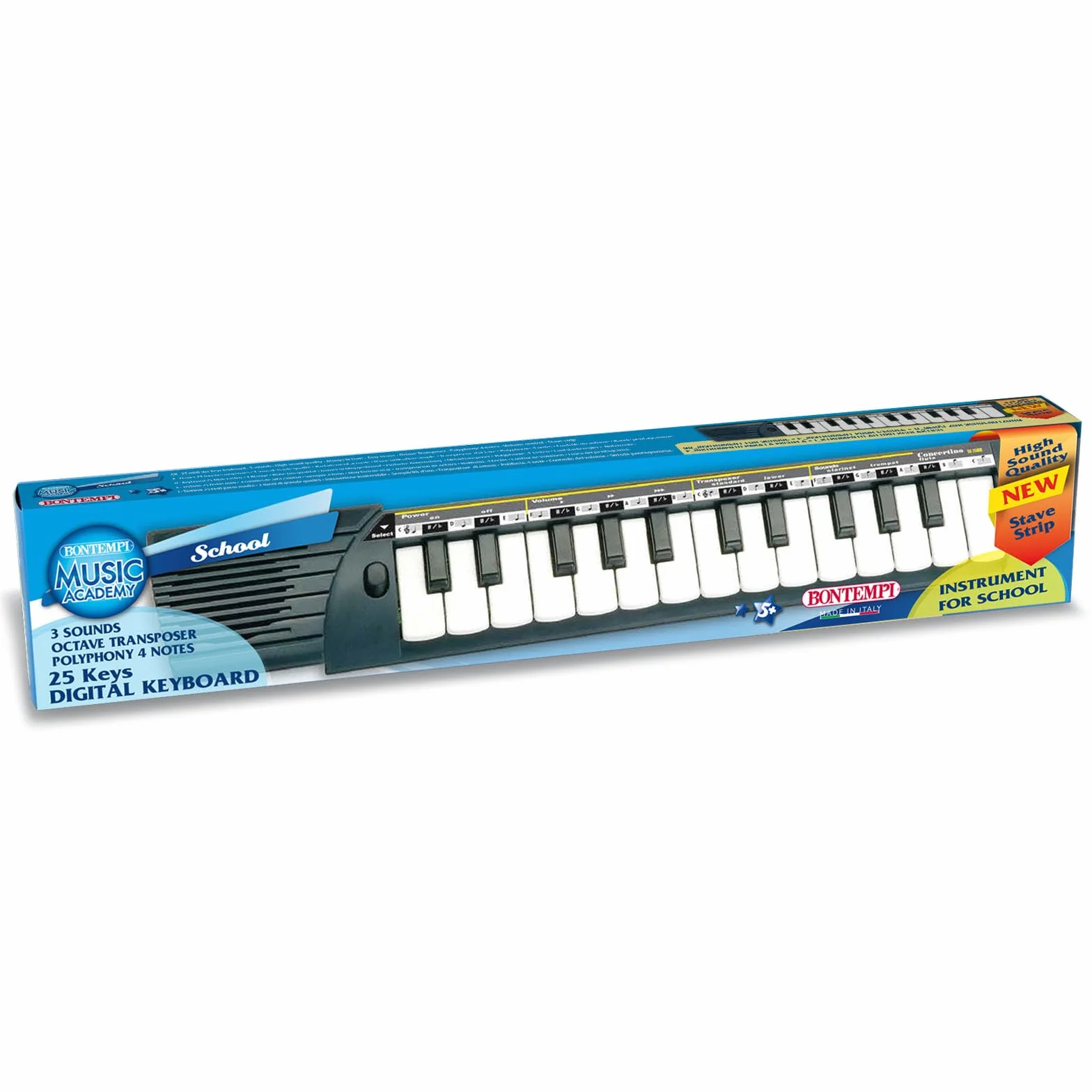 Bontempi 15 2500 Auto Concertina a 25 Tasti con Passo Medio per Un'Esperienza Musicale Intima e Affascinante, 400x72x35 mm, Multicolore, Media