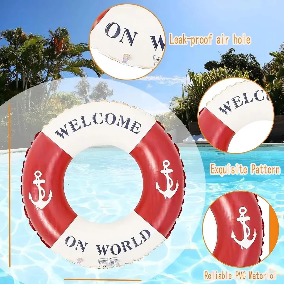 Anello di nuoto gonfiabile, Anello di Nuoto Gonfiabile Galleggiante Adulti, Salvagente Adulti in PVC con Valvola d'Aria, Anelli Gonfiabili Piscina Galleggiante, Aiuto al Nuoto