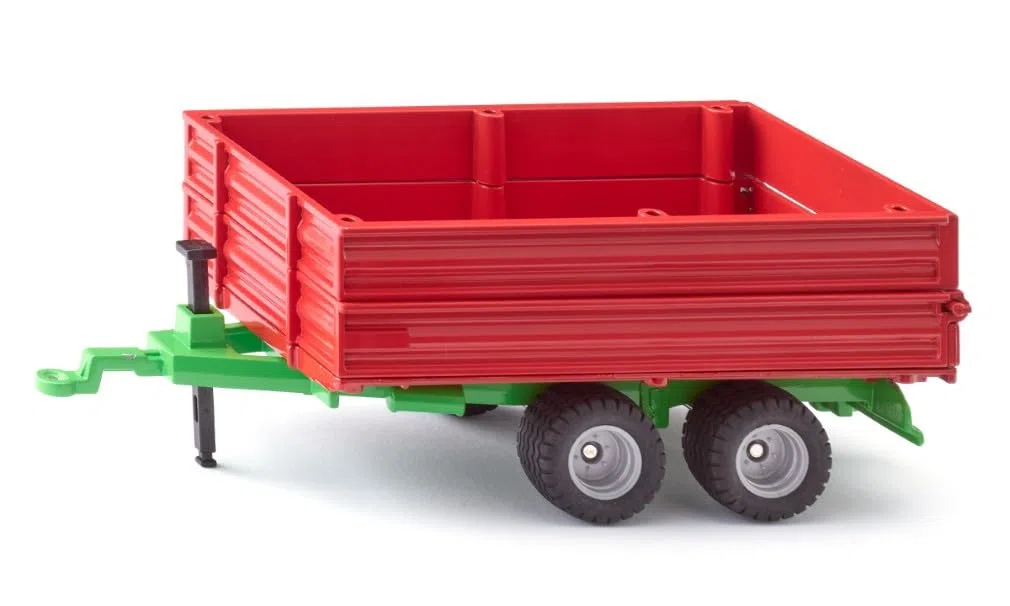 Siku 2881, rimorchio a doppio asse, 1:32, Metallo/Plastica, Rosso/Verde, Giocattolo per bambini, Pianale ribaltabile, Sponde laterali regolabili in altezza