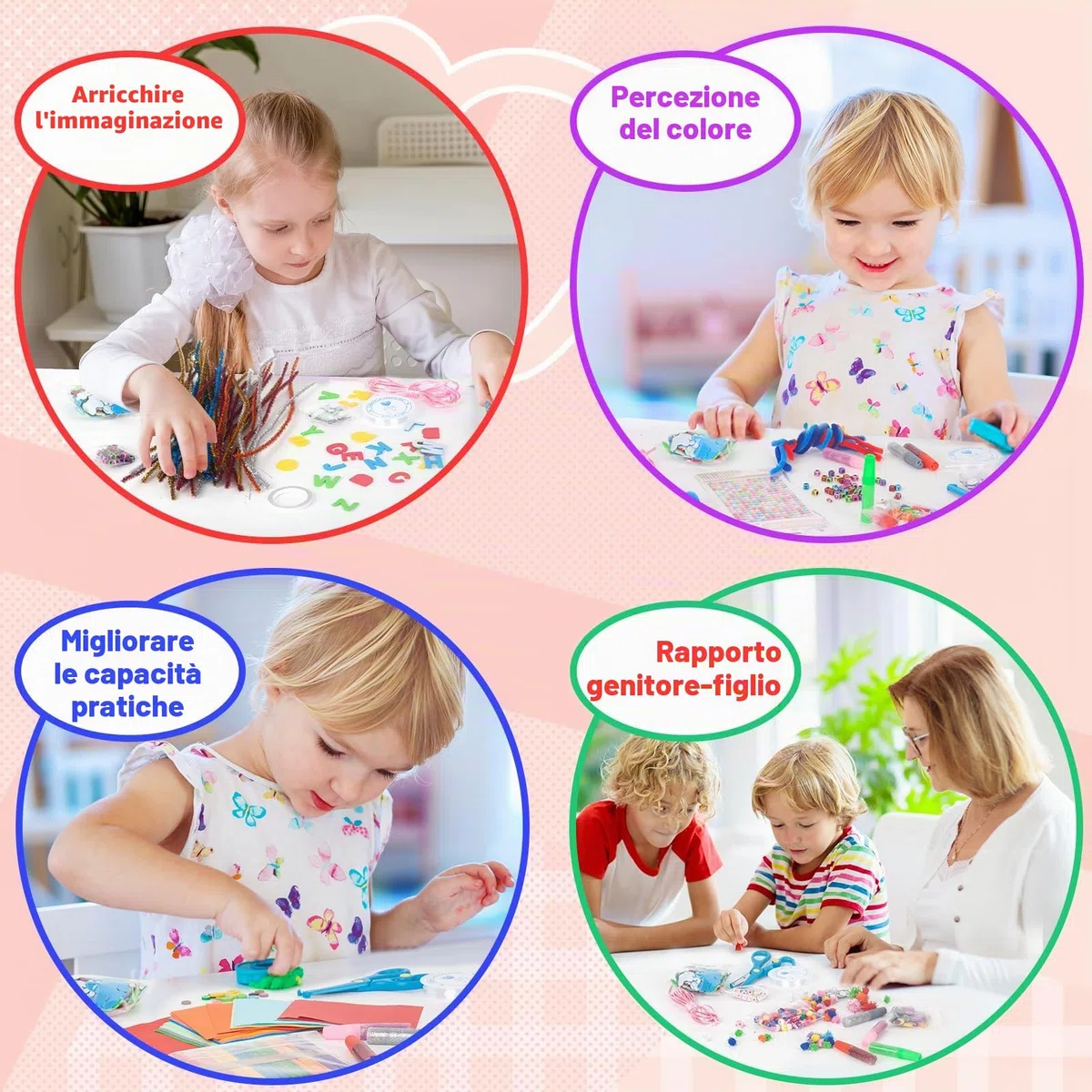 Withosent 2200+ Pezzi Lavoretti Creativi per Bambini, DIY Art Craft Set, Wiggle Occhi, Sticks, Glitter Palla Pompon, Scovolini Pipa, Perline, Kids Mestiere Fai da Te Decorazioni Giocattoli