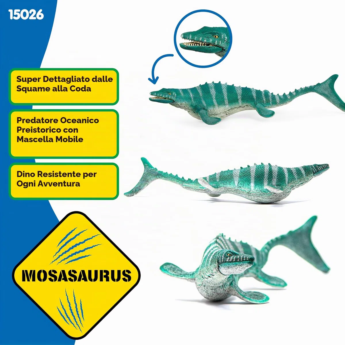 SCHLEICH DINOSAURS | Mosasaurus 15026 | dinosauro dettagliato con mascella mobile | figura da collezione di alta qualità | regalo per bambine e bambini | giocattolo dai 3 anni | 32 x 12 x 7 cm