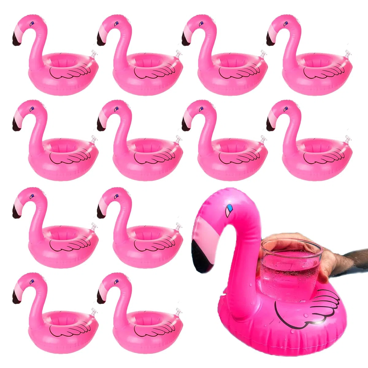 12 Pezzi porta bicchieri piscina, Porta di Tazza Gonfiabile per Piscina, Canotti e gonfiabili galleggianti da piscina Per Hawaiano Spiaggia Summer Piscina Party, Per Piscina, Rosa