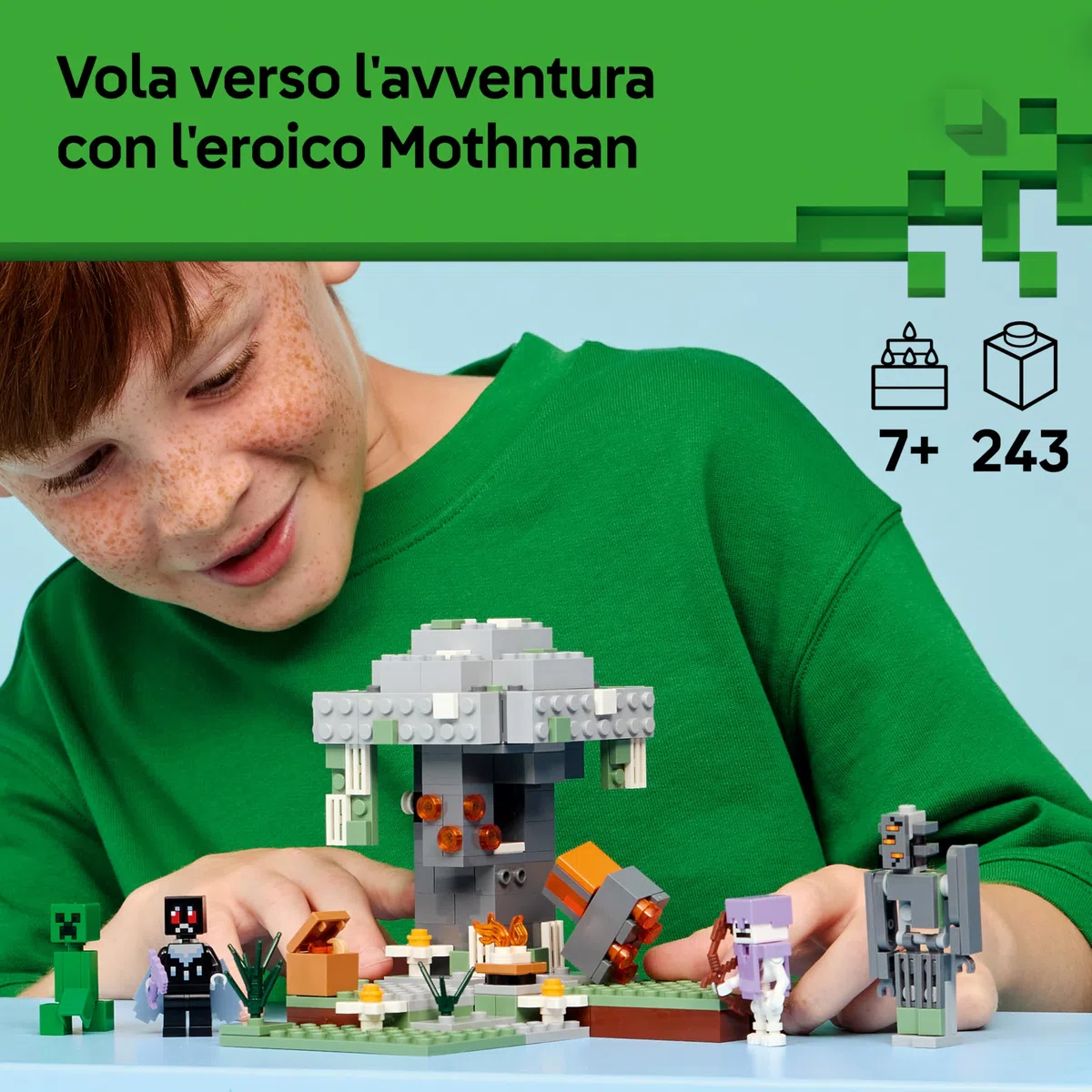 LEGO Minecraft Giardino Pallido - Bioma Giocattolo in Miniatura con Minifigure di Creaking e Mothman, e le Figure di Creeper e di Scheletro - Regalo per Gamer, Bambini e Bambine da 7 Anni - 21586