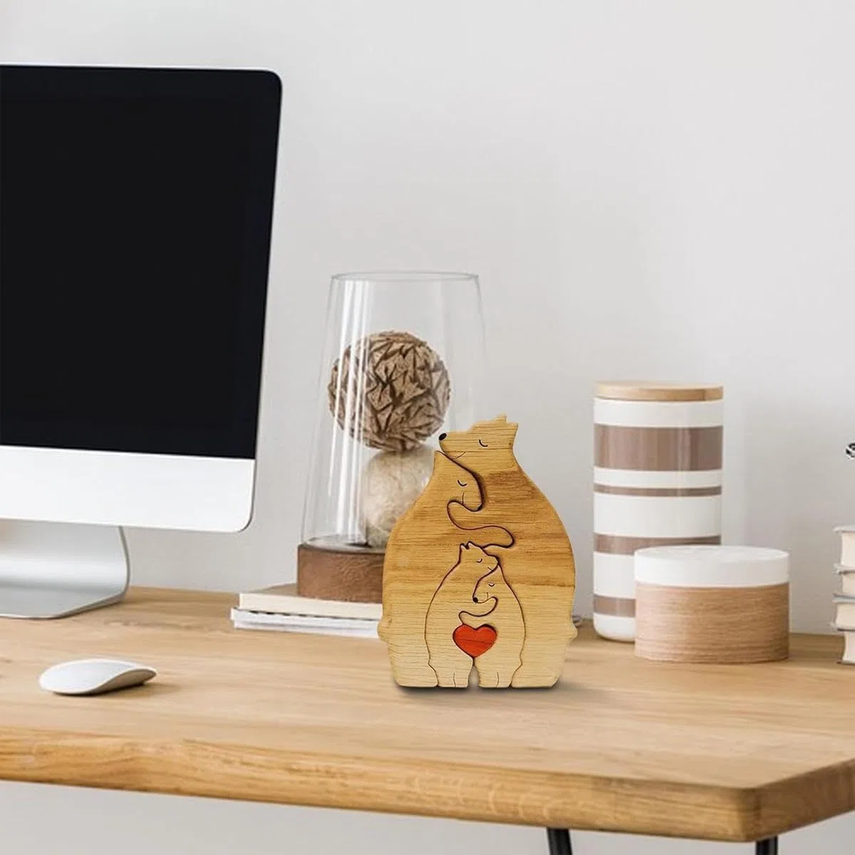 Rompecabezas de Madera con la Familia de osos, decoración para El hogar, Regalo para mamá osa, Navidad, cumpleaños, inauguración de la casa
