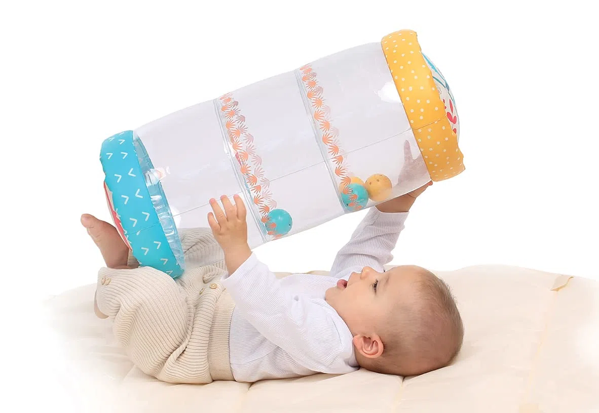 Ludi - Baby Roller Pigro - Grande cilindro gonfiabile con piccole palle sonore - Sviluppa le capacità motorie - Da 6 mesi