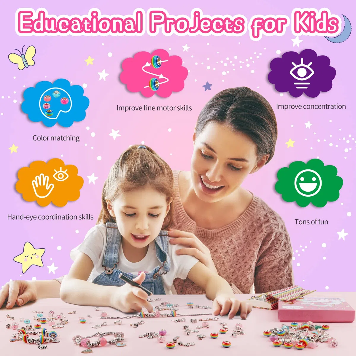 HYASIA Kit Crea Gioielli Braccialetti Unicorno, Ragazza, Bambini 5-12 anni giochi, Calendario Avvento Gioielli Bambina Idee Regalo Natale Originali