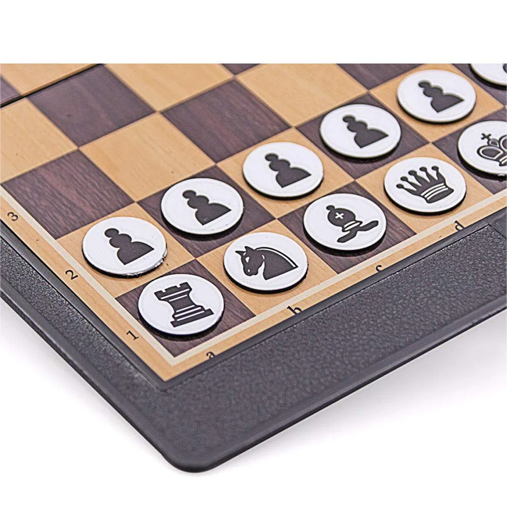 MIAOQI - Set di scacchi magnetici pieghevoli, mini tascabile, portatile, tradizionale, divertente, magnetico, pieghevole, per viaggi, scuola