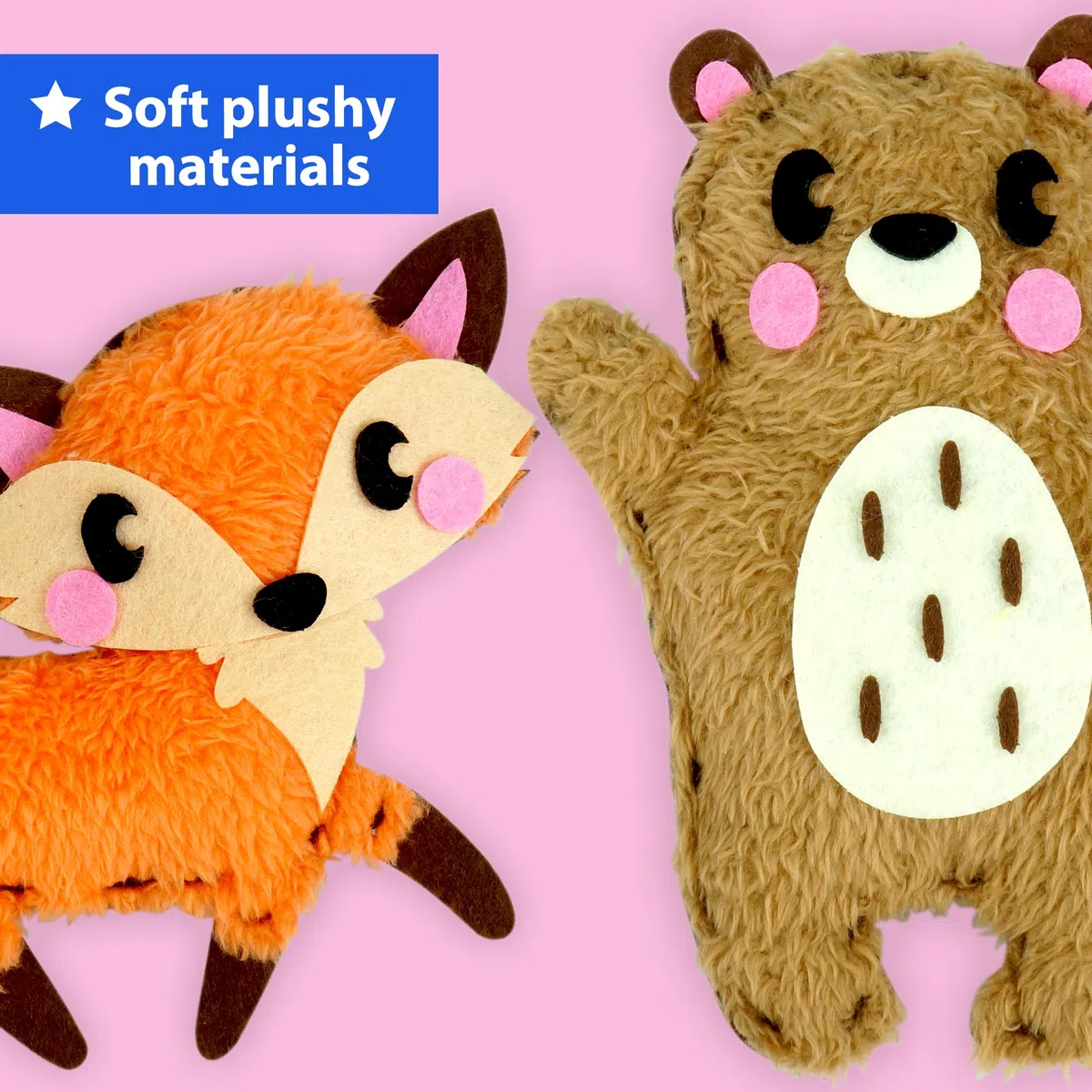 KRAFUN Kit da Cucito Animali del Bosco per Bambini 5+ Anni, 8 Progetti Fai da Te (Orso, Coniglio, Volpe, Gufo, Cervo), Feltro, Istruzioni, Giocattolo Educativo
