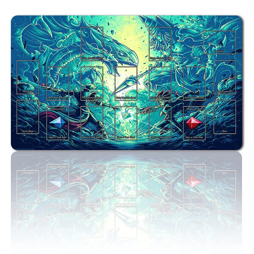 Tappetino da gioco da tavolo TCG + sacchetto senza regalo + con zone di carte, tappetino per tavolo da gioco di carte YGO, dimensioni 60 x 35 cm, tappetino per mouse compatibile con carte