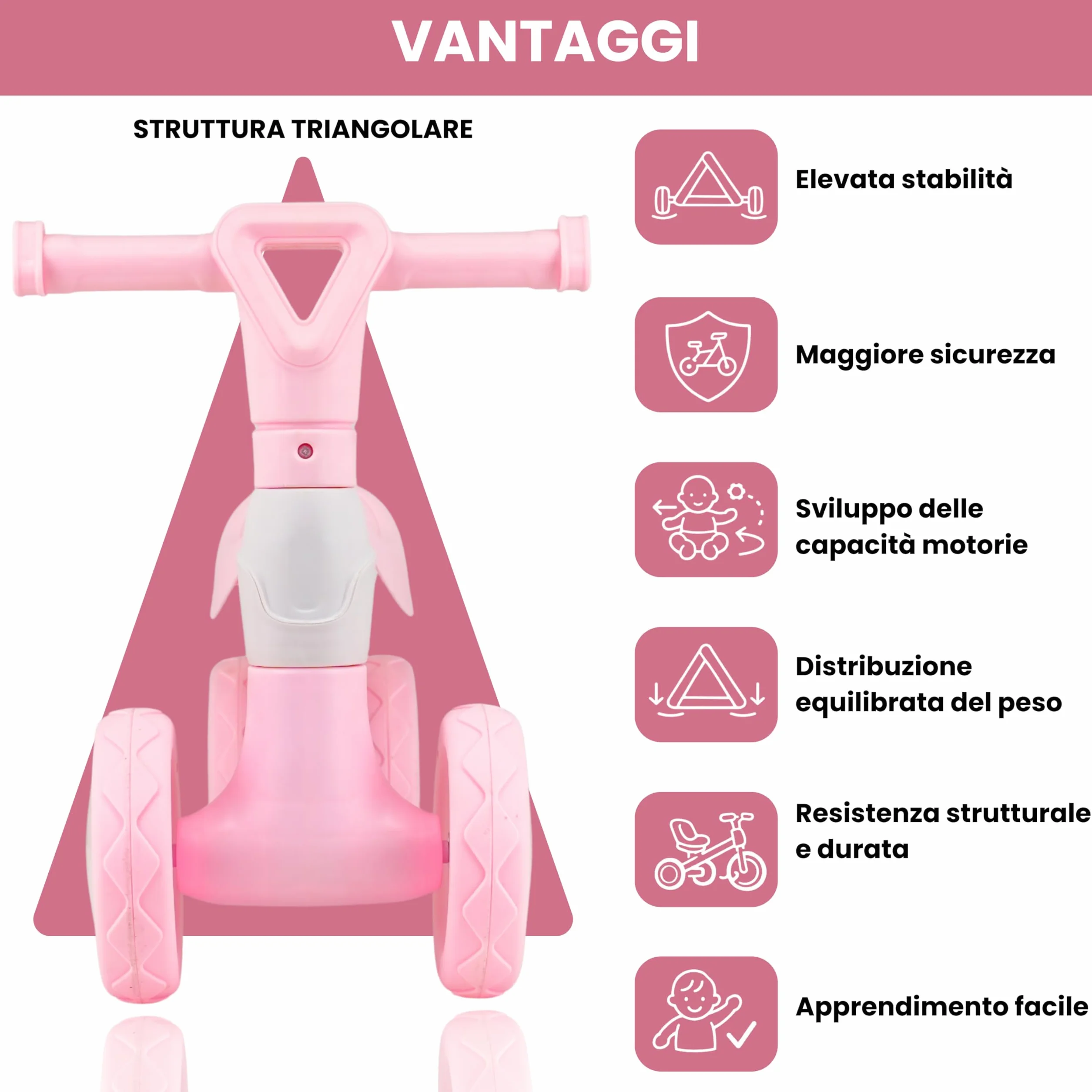 Edibaby, Bicicletta Bambini, Bici Senza Pedali 1–2 Anni, Balance Bike, Triciclo Leggero 12–24 Mesi, Giocattolo Educativo, Idea Regalo