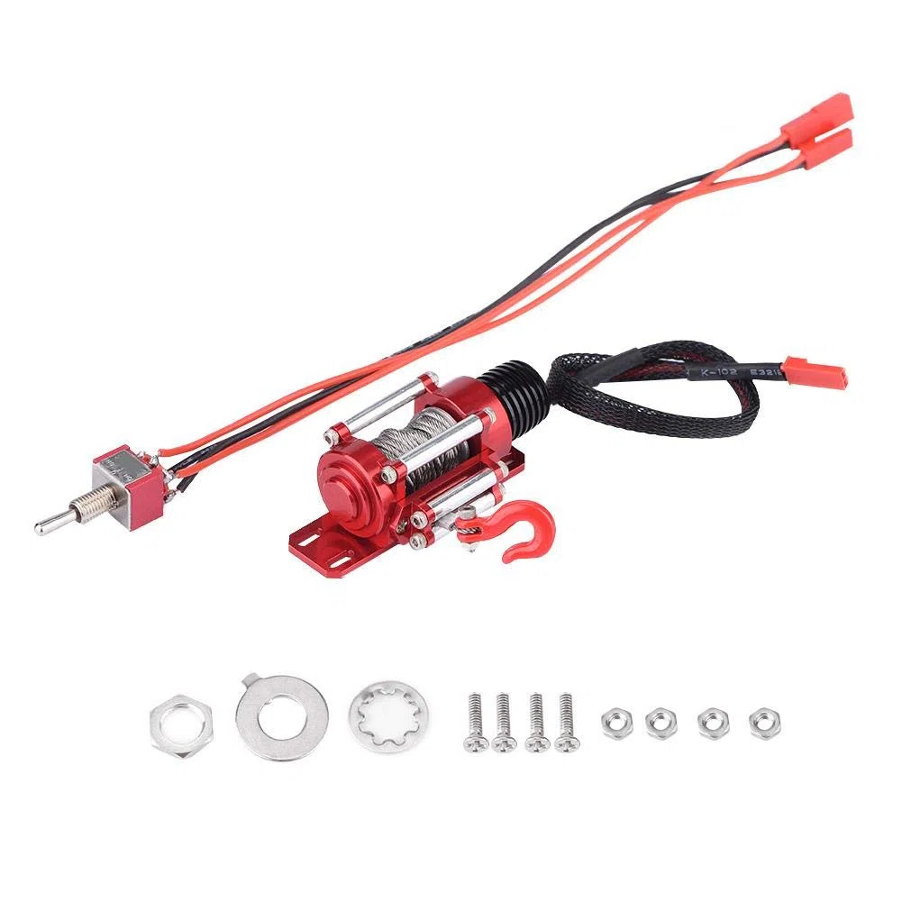 Verricello RC, Verricello metallico elettrico per auto RC 1/10 SCX10 D90 D110 TF2 KM2