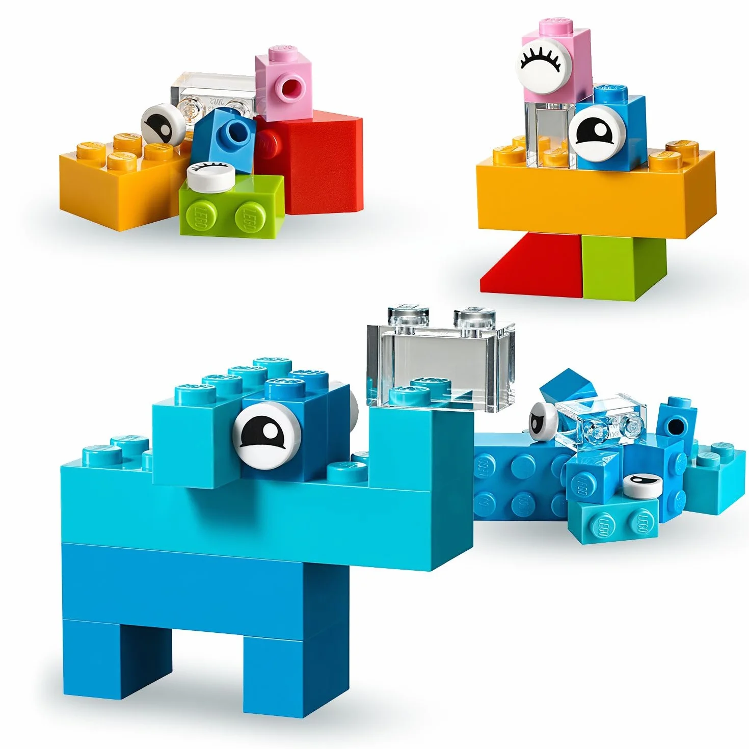 LEGO Classic Valigetta Creativa, Contenitore Mattoncini Colorati con Macchina Giocattolo, Nave, Casa, Castello e Animali da Costruire, Giochi per l'Apprendimento per Bambini e Bambine da 4 Anni 10713