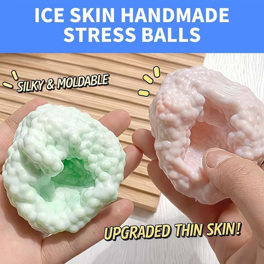 Palle Di Stress Crocante, Palle Squishy Della Pelle Di Ghiaccio Rimbalzo Lento, Fidgets Squishy Piccoli Fidget Giocattoli, Crocante Lenta Rimbalzo Stretta Formabile (4pcs ABCD)