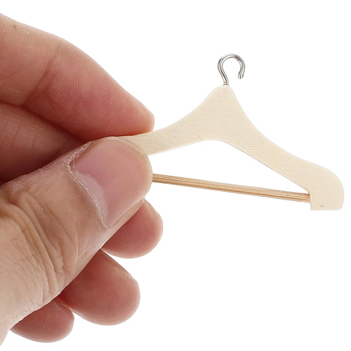 Alasum Mini appendiabiti in legno beige – Set di 20 ganci pratici con ganci in metallo per vestiti per bambole, ideali per l'uso a casa