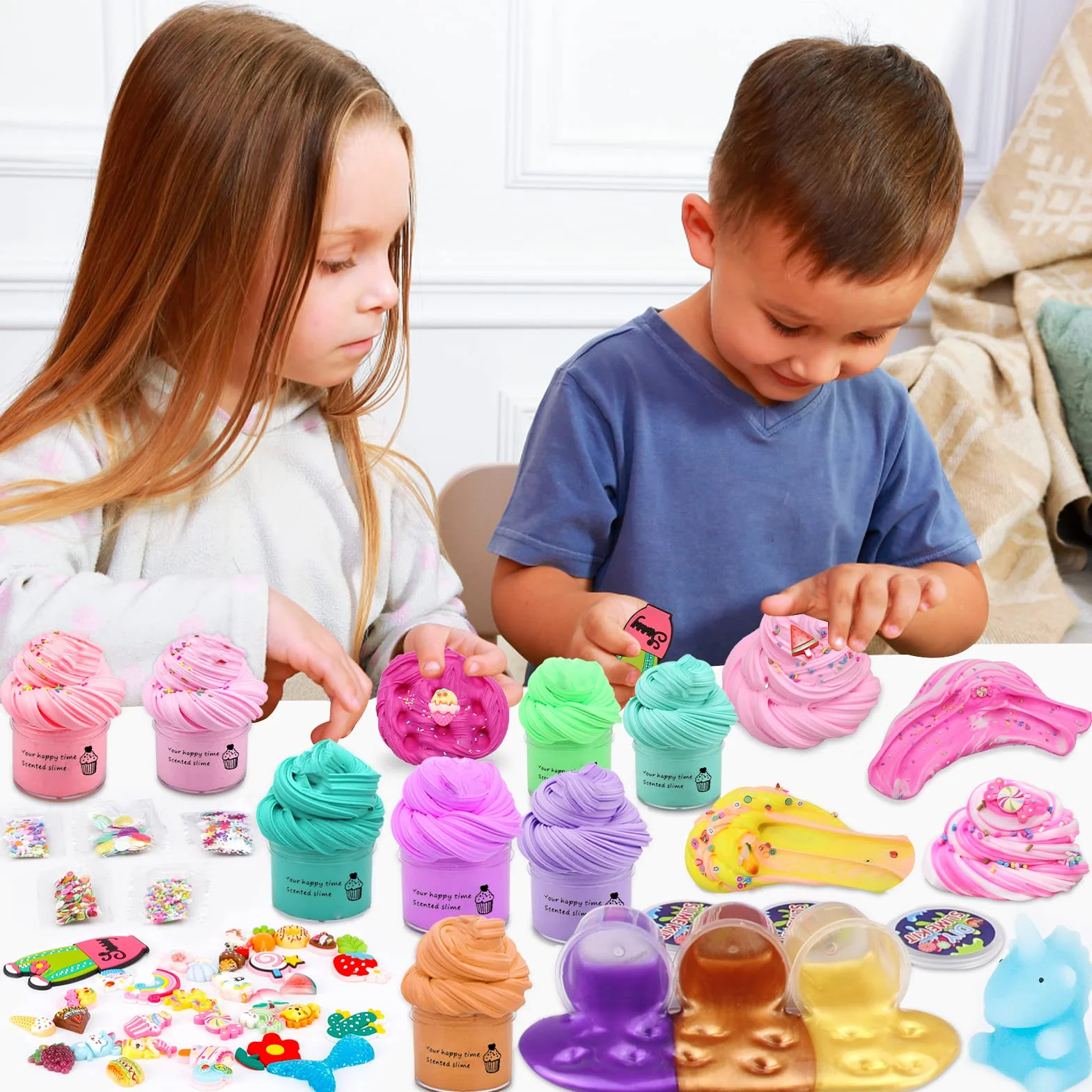 Purpledi Fluffy Butter Slime Set, 35 colori, Kit fai da te Giocattolo Antistress, Soft and Stretchy, per Bambini, Regalo