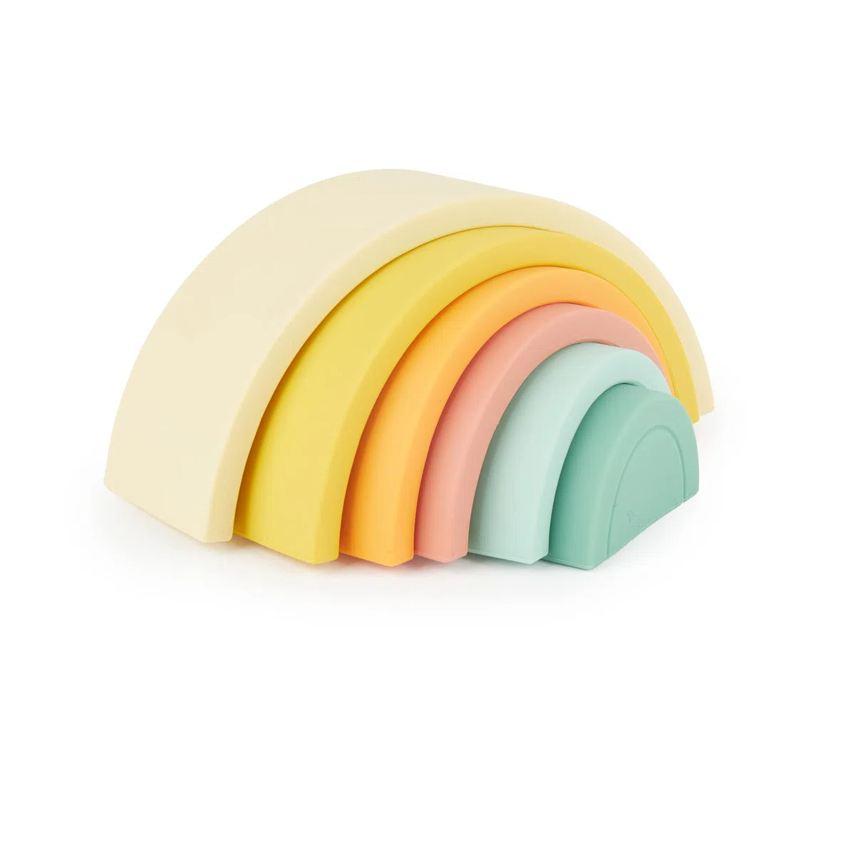 Bieco Giocattolo Arcobaleno in Silicone Tropical Vibes | Mattoncini da Costruzione Montessori in Colori Pastello | Baby Arcobaleno