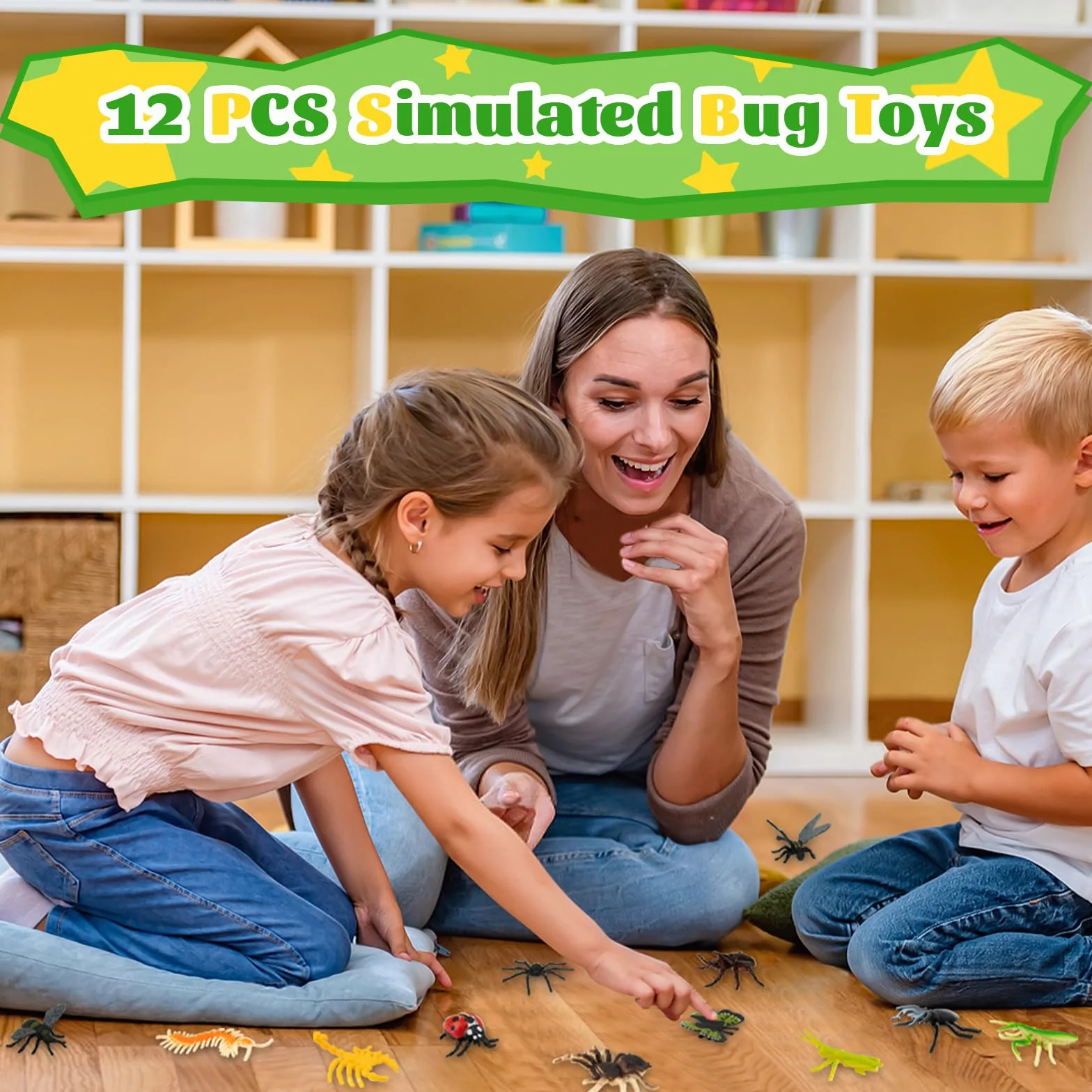 Set di Giocattoli da Esploratore Esterno, 5 Pezzi Set di Caccia agli Insetti per Bambini, incl Casella degli Insetti, Lente di Ingrandimento, Reti per Farfalle, Pinzette, 12 Insetti Falsi