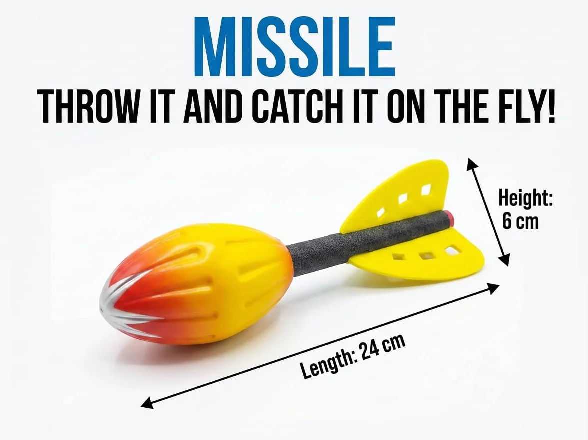 Vortex Missile Performance Aero Howler Razzo Palla in Schiuma Missile Rocket Lancio Classico Palla a Lunga Distanza, Coda per Volo ottimizzato Lancio del Giavellotto Sportivo Atletica Leggera