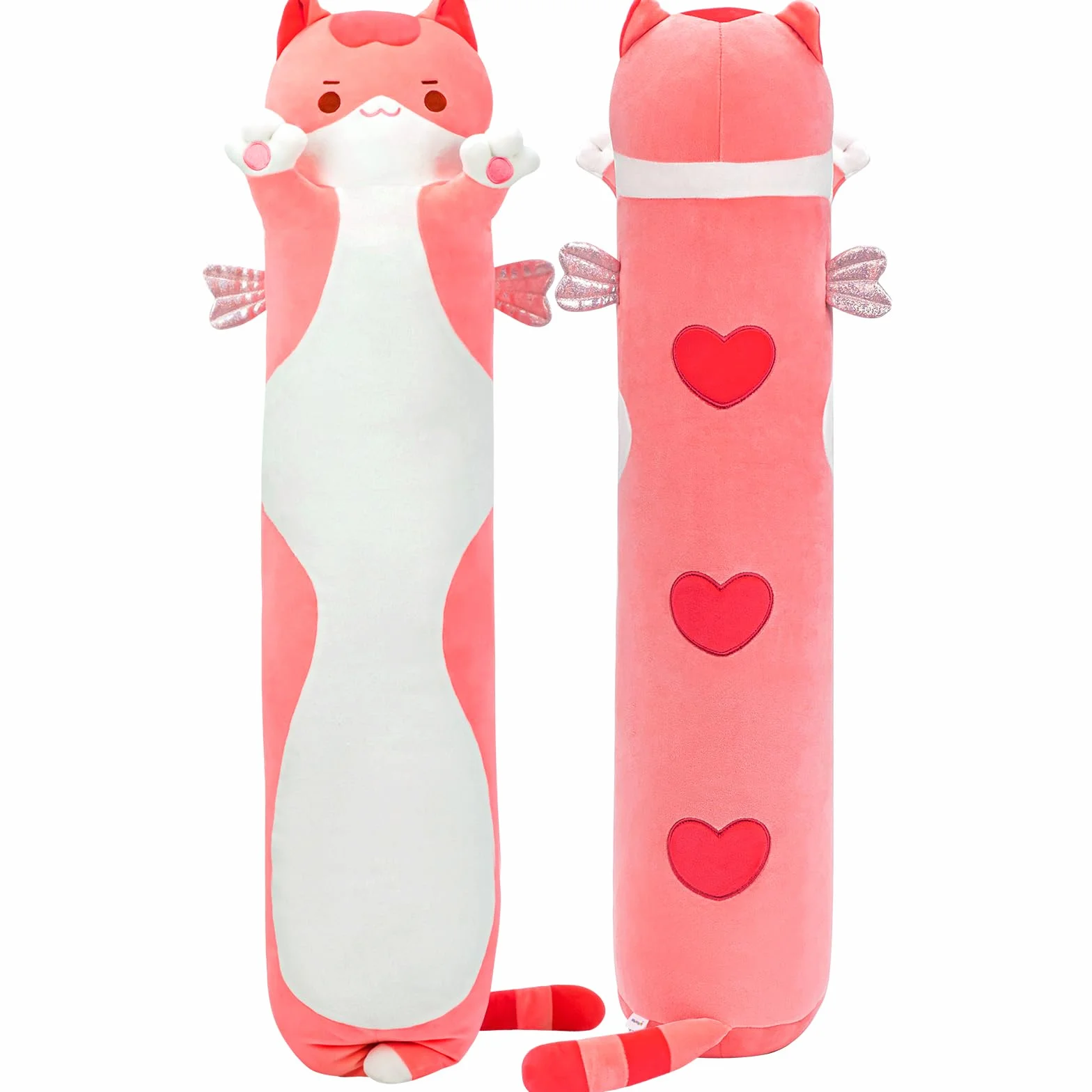 Mewaii Peluche Cuscino Kawaii Lungo Gatto Rosa 50CM per Bambina Cuscino di Peluche Animali Giocattoli Abbraccio Morbido Cuscino Giocattolo Regalo per Ragazza 3 anni in su