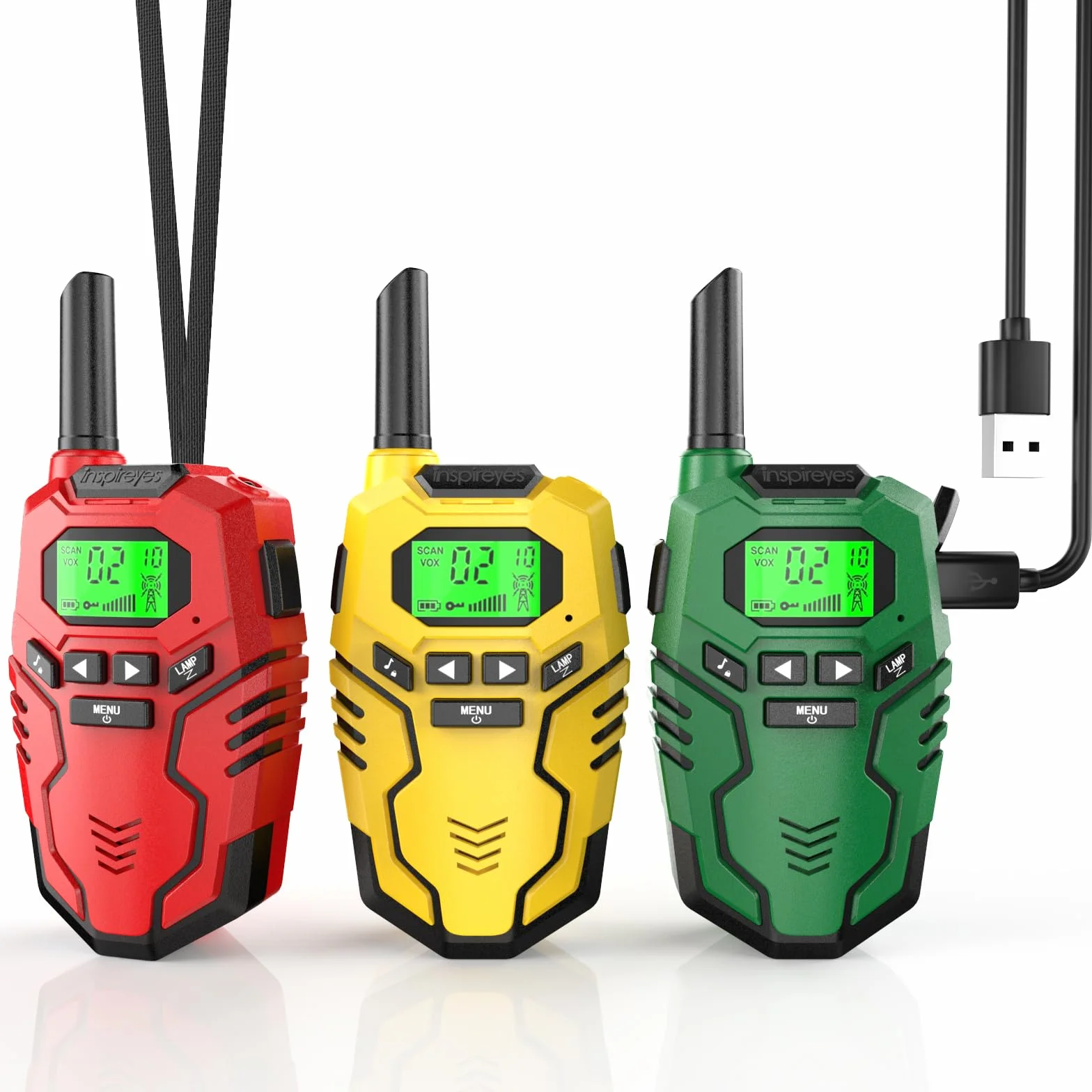 Inspireyes Walkie-Talkie Bambini Ricaricabili, 48 Ore di Orario di Lavoro, 3 Chilometri di Lungo Raggio, Regali di Compleanno per Ragazzi Ragazze, Giocattoli da Esterno per Bambini di 3-12 Anni