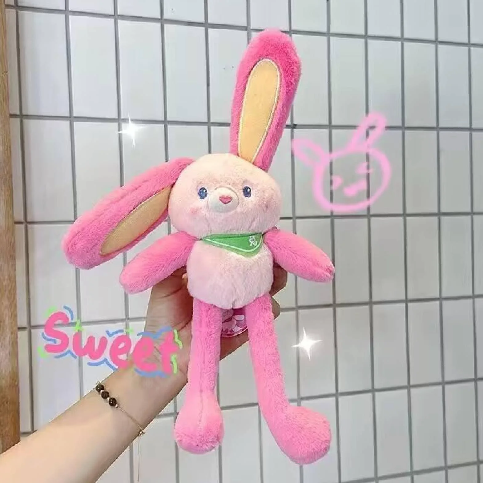 Peluche a forma di coniglio estraibile, divertente giocattolo interattivo a forma di coniglio con orecchie e zampe estraibili, giocattoli a forma di coniglio pasquale estraibile (D)