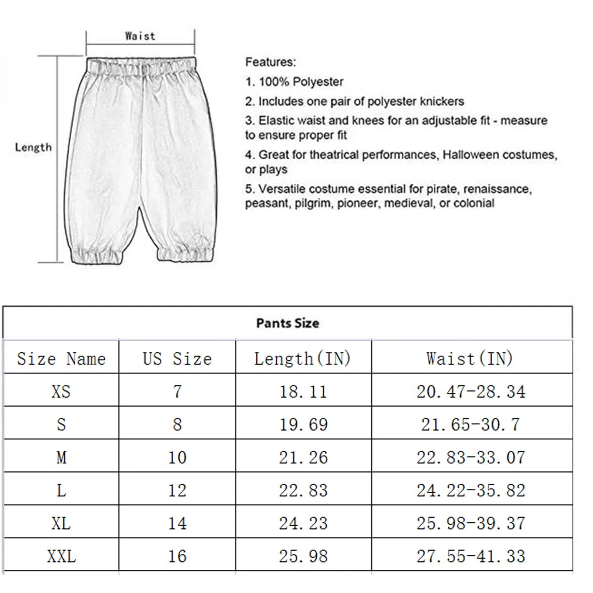 BPURB Pantaloncini da Ragazzi per Bambini Costume Coloniale del XVIII Secolo Coloniale per Ragazzi Casual Pantaloni Taglia 7 8 10 12 14 16