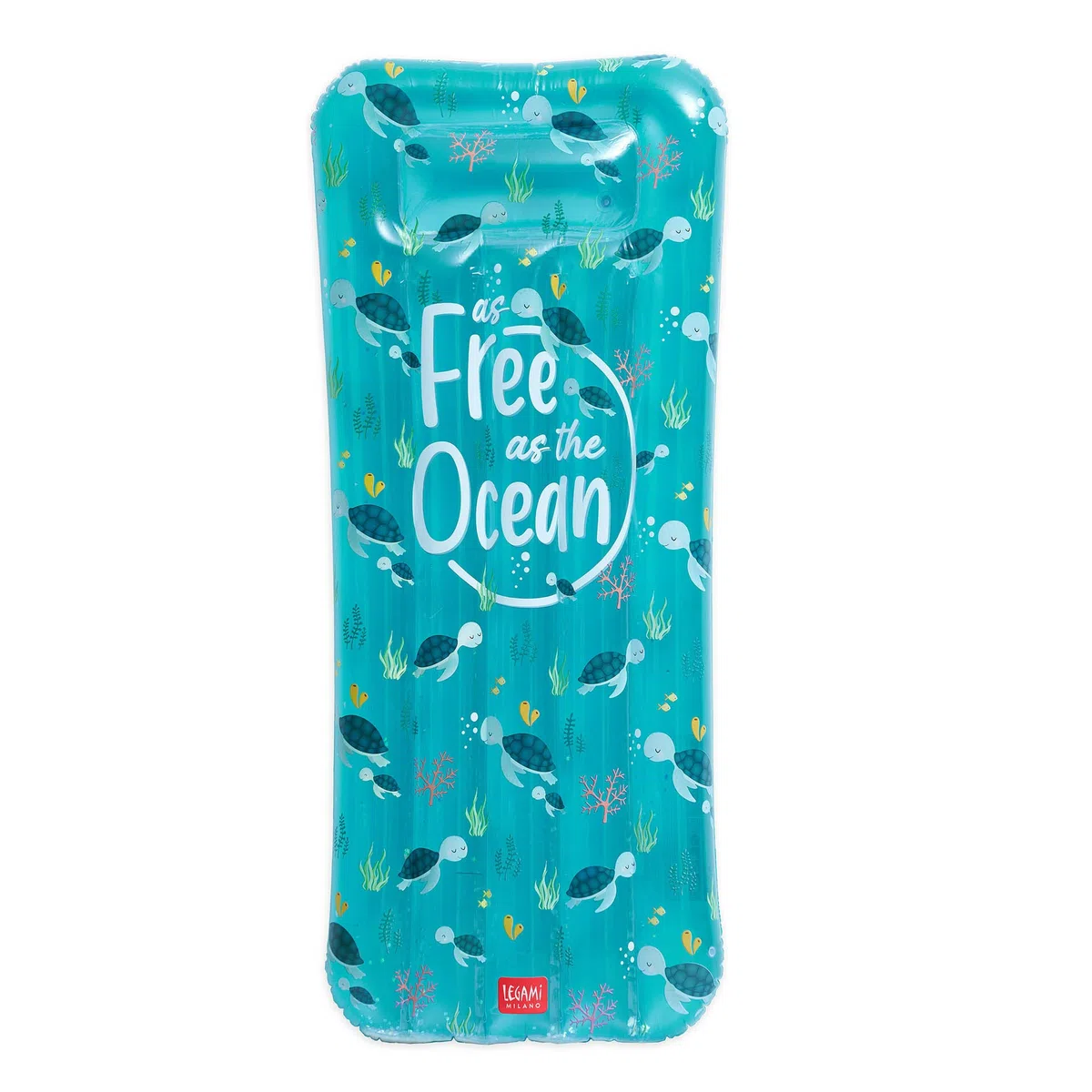 Legami - Materassino gonfiabile, con Glitter, 2 Camere d'aria, Include toppa, 80x175 cm, Tema Sea turtle