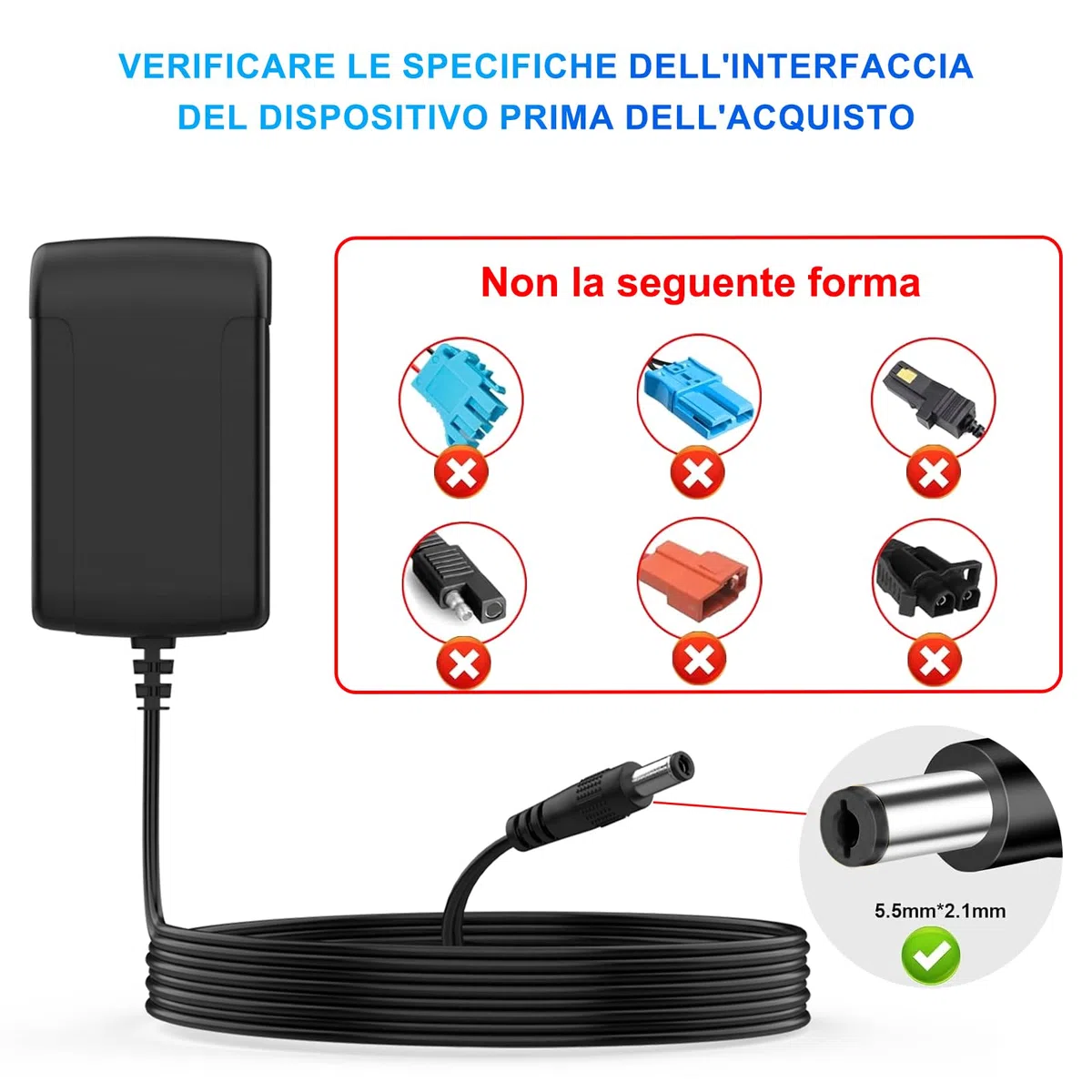 shefor Caricabatterie 12V 1A Compatibile con Auto Elettriche per Bambini, Alimentatore 12V 1000mA per Veicoli Giocattolo Elettrici Quad Trattore Moto SUV ATV Macchina Giocattolo per Bambini