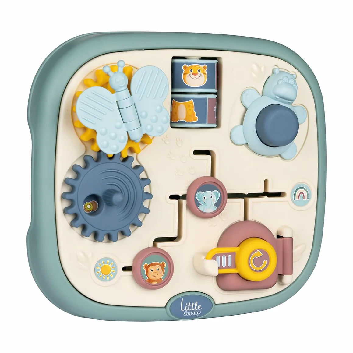Little Smoby - Tavoletta attività - Prima infanzia - Labirinto, porta con serratura, ingranaggi - Pratico e portatile - Dai 12 mesi - Prodotto in Francia