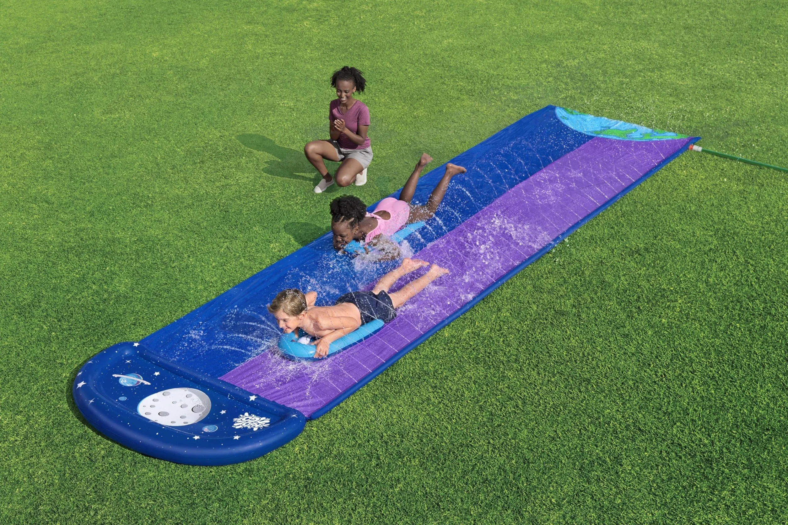 Bestway 52642 Scivolo ad acqua a corsia doppia Lunar Launch, 3 anni+