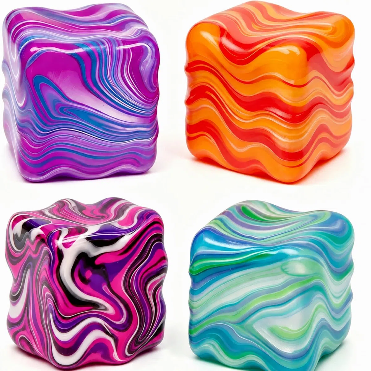 4 Pezzi Fidget Cube, Giocattolo Sensoriale per Alleviare lo Stress, Cubi Antistress con Texture Morbida per Premi in Classe, Bomboniere per Feste per Aiutare con la Concentrazione e il Sollievo dallo