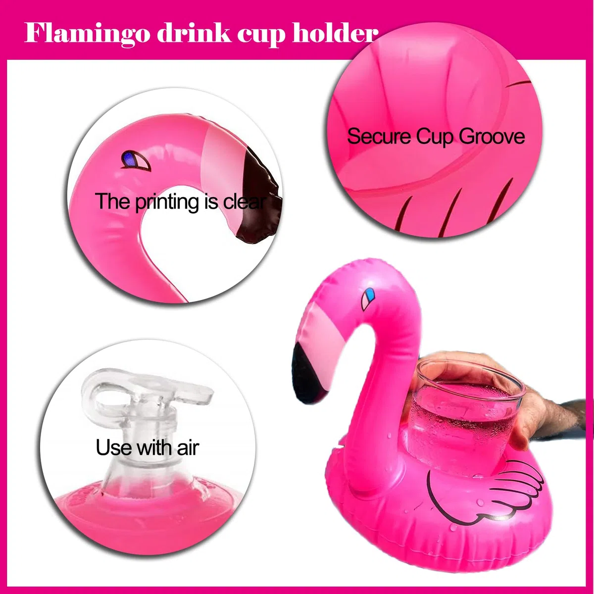 12 Pezzi porta bicchieri piscina, Porta di Tazza Gonfiabile per Piscina, Canotti e gonfiabili galleggianti da piscina Per Hawaiano Spiaggia Summer Piscina Party, Per Piscina, Rosa
