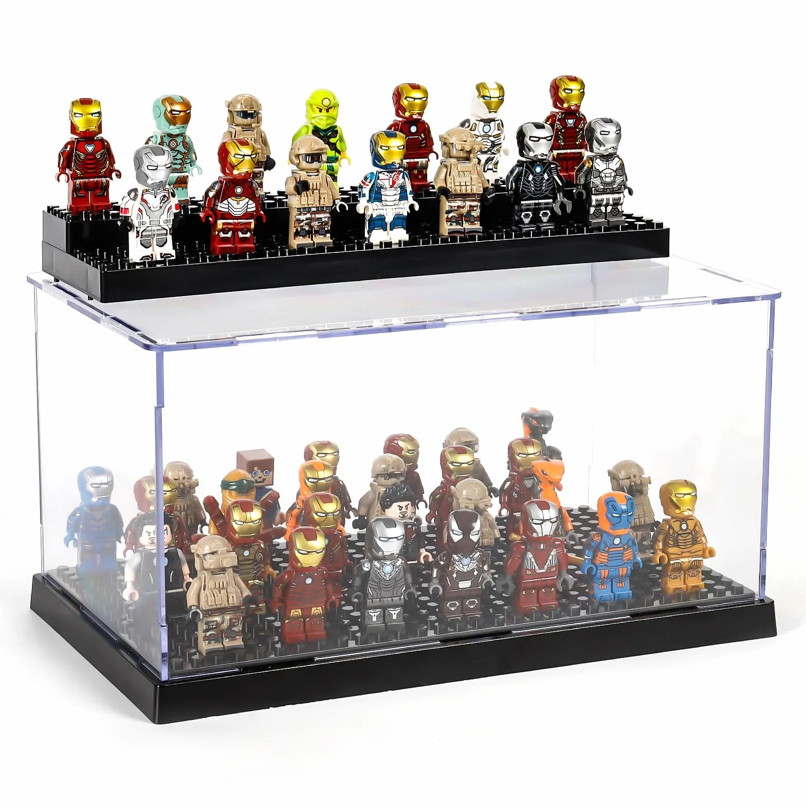 Minifigures Vetrina Espositiva per Lego Contenitore Acrilico Vetrinetta Collezionismo Modellismo Antipolvere Modellini Auto Scatola Plexiglass Trasparente Personaggi Minix Collectible Figurines Porta